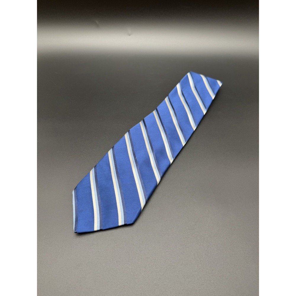 Nautica 100% Silk Blue Stripe Necktie Men's Classic Tie 3.5" Wide